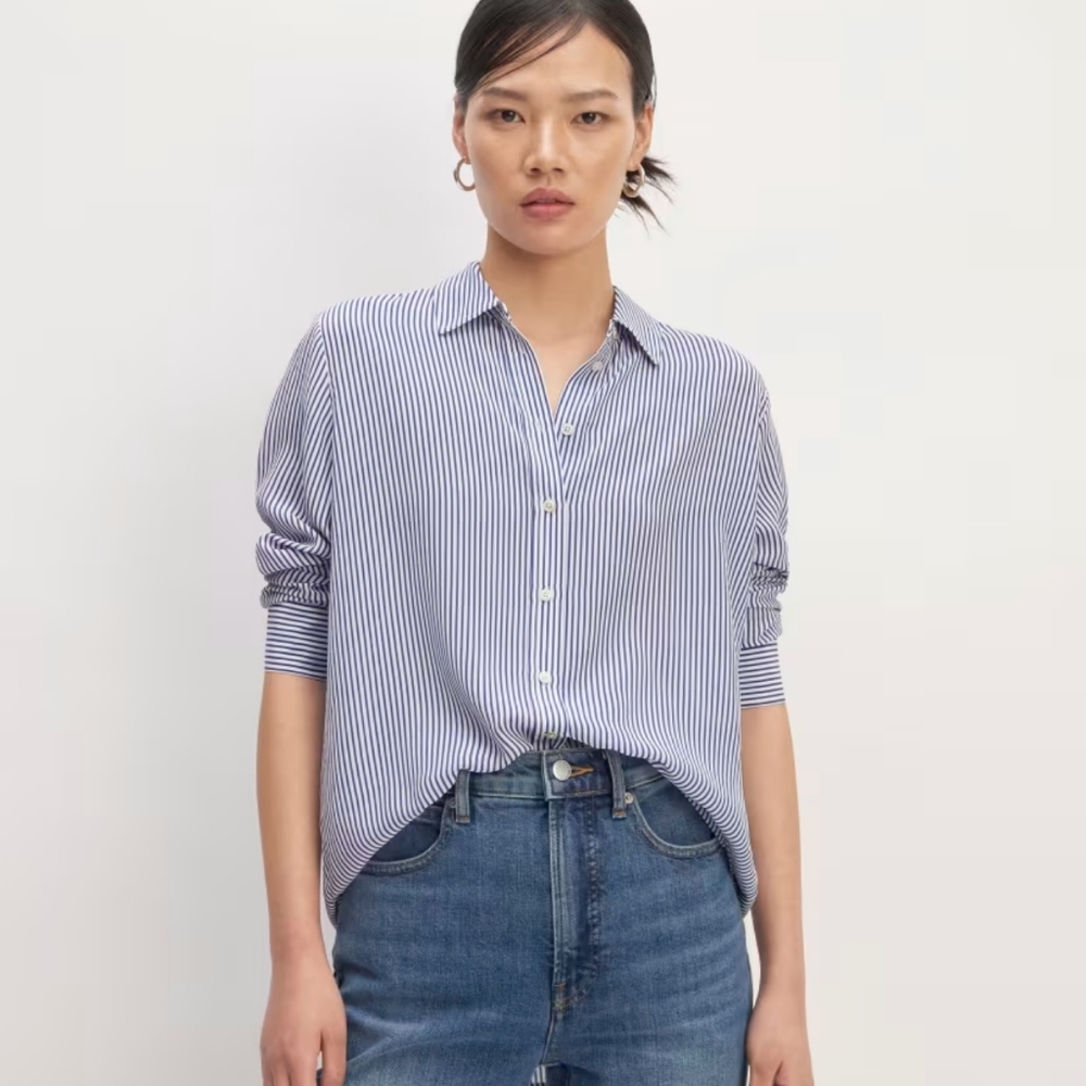 EVERLANE The Washable Clean Silk Relaxed Shirt SIZE 2